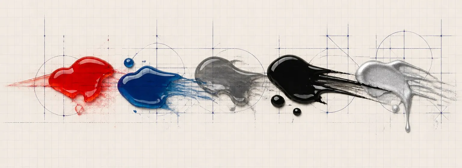 Paint dab artwork in the style of the Tamiya Color X (Gloss) palette