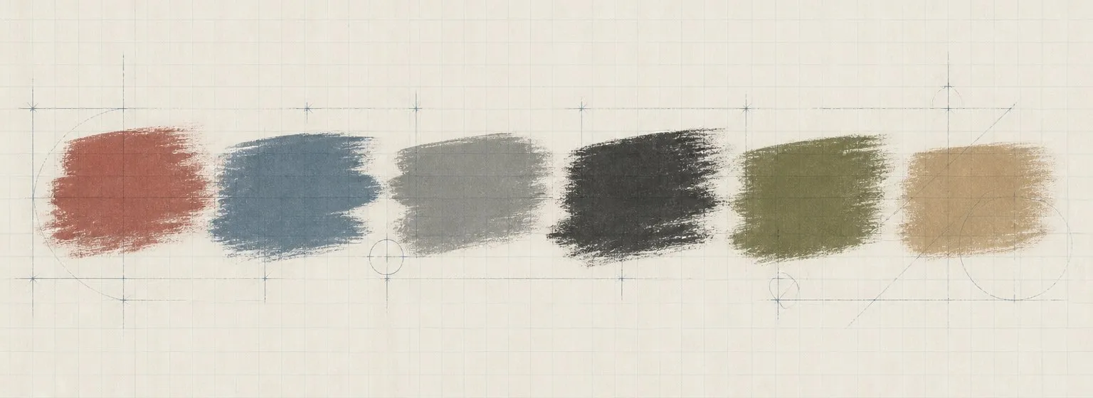 Paint dab artwork in the style of the Tamiya Color XF (Flat) palette