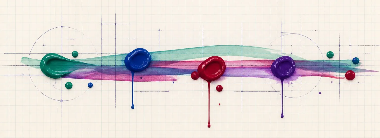 Paint dab artwork in the style of the Two Thin Coats palette