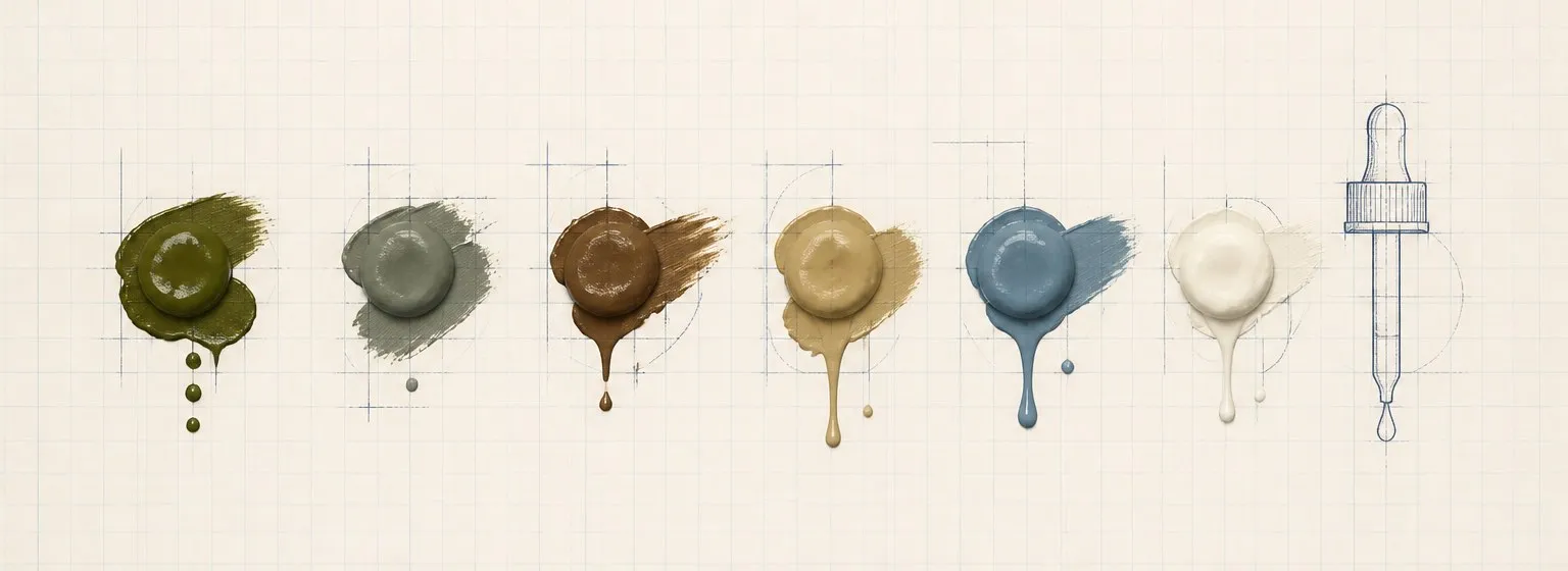 Paint dab artwork in the style of the Vallejo Game Color palette