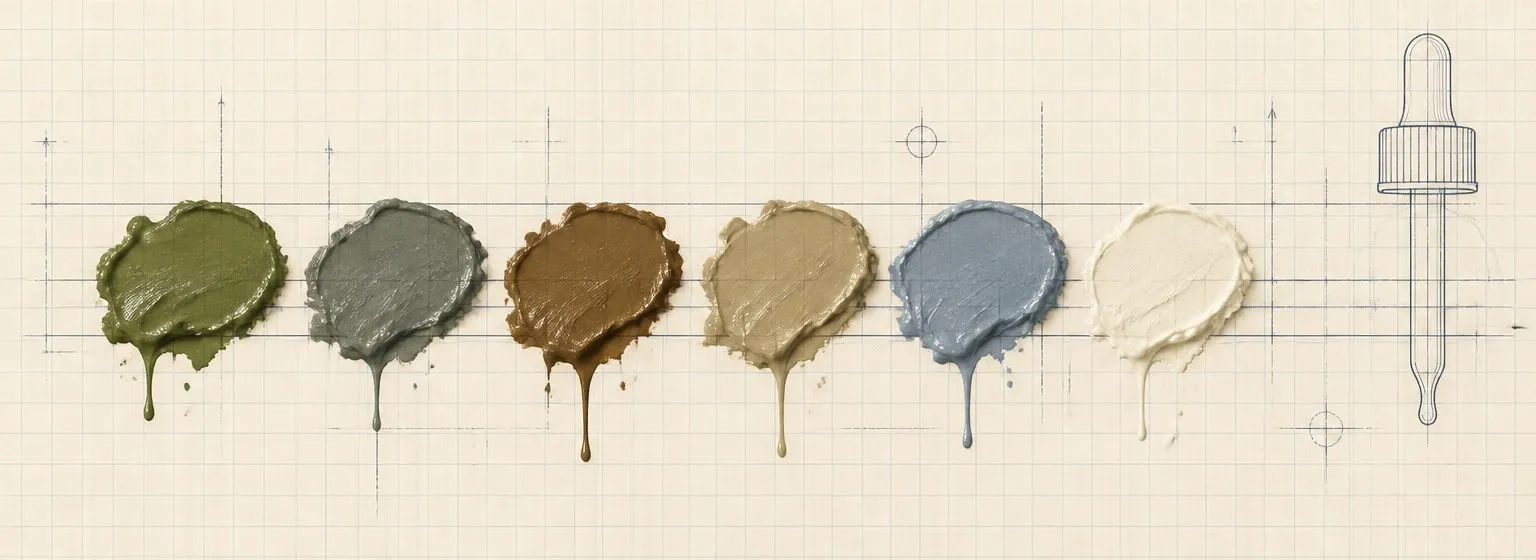 Paint dab artwork in the style of the Vallejo Model Color palette